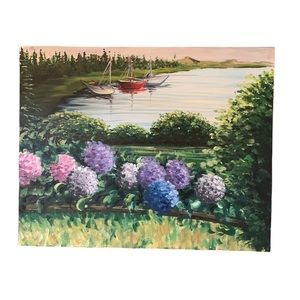 Hydrangea lake painting